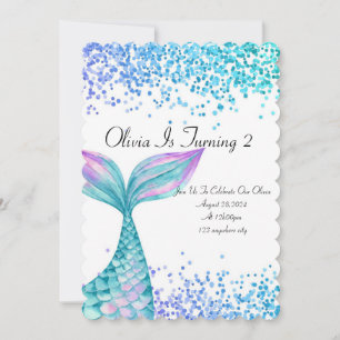 Geburtstagseinladung von Mermaid für Mädchen Save The Date