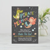 Geburtstagseinladung von Piraten oder Mermaid Einladung (Stehend Vorderseite)