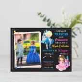 Geburtstagseinladung von Prinzessin und Prinzessin Einladung (Stehend Vorderseite)