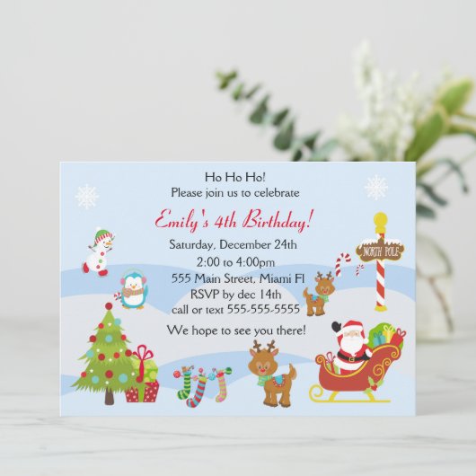 Geburtstagseinladung Weihnachtskids Party Einladung (Stehend Vorderseite)