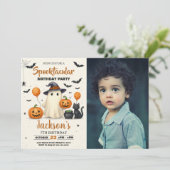 Geburtstagseinladung zu Trick-oder-Leckerei Einladung (Stehend Vorderseite)