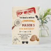 Geburtstagseinladung zum Agent Serect Einladung (Stehend Vorderseite)