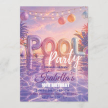 Geburtstagseinladung zum Mädchen-Poolparty