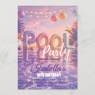Geburtstagseinladung zum Mädchen-Poolparty Einladung