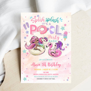 Geburtstagseinladung zum Mädchen-Poolparty Einladung