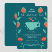 Geburtstagseinladung zum Nachmittags-Teekränzchen Einladung (Vorne/Hinten)
