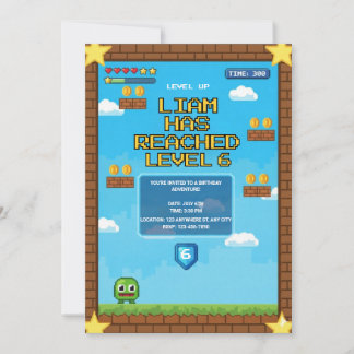Geburtstagseinladung zum Video Game Level Up Einladung