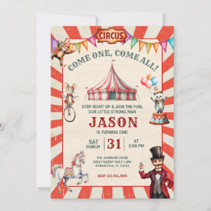Geburtstagseinladung zum Vintage-Zirkus-Karneval Einladung