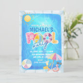 Geburtstagseinladung zur Poolparty Einladung (Stehend Vorderseite)