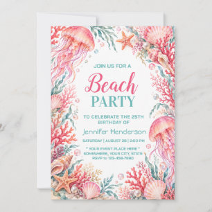 Geburtstagseinladung zur Strandparty unter dem Mee Einladung