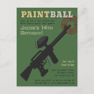 Geburtstagseinladungen für Target Paintball Einladung