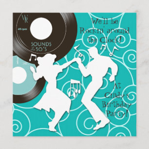 Geburtstagseinladungen im Thema der 1950er Jahre Einladung