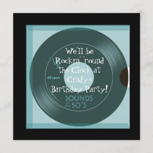 Geburtstagseinladungen mit 1950er-Thema Einladung