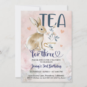 Geburtstagseinladungen Tea for Three Bunny Hase 3 Einladung