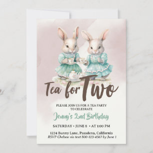 Geburtstagseinladungen Tea for Two Hase Kaninchen  Einladung