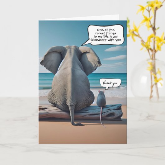 Geburtstagselephant und Maus Karte (Gelbe Blume)