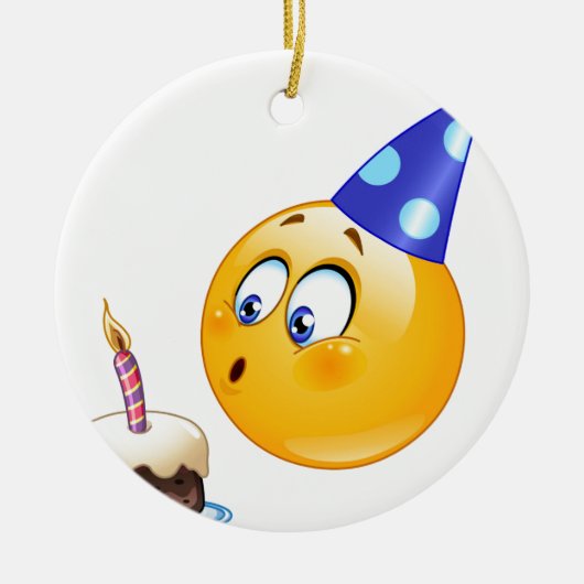 Geburtstagsemoji Keramikornament (Vorne)