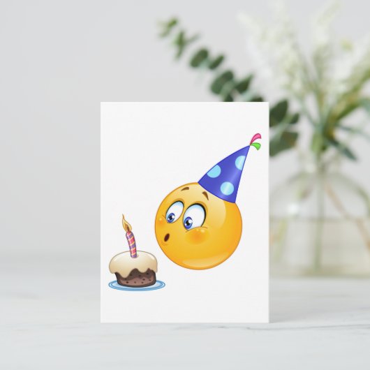 Geburtstagsemoji Postkarte (Stehend Vorderseite)