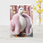 Geburtstagsente mit rosa Pelzmatte Karte (Gelbe Blume)