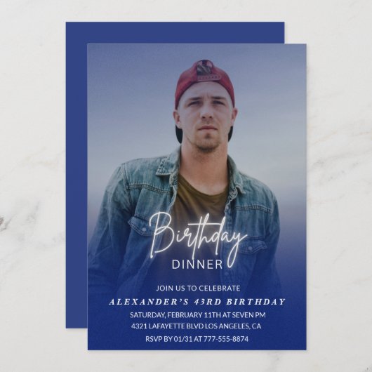 Geburtstagsessen 43. Geburtstagsfeier Foto Männer Einladung (Vorne/Hinten)