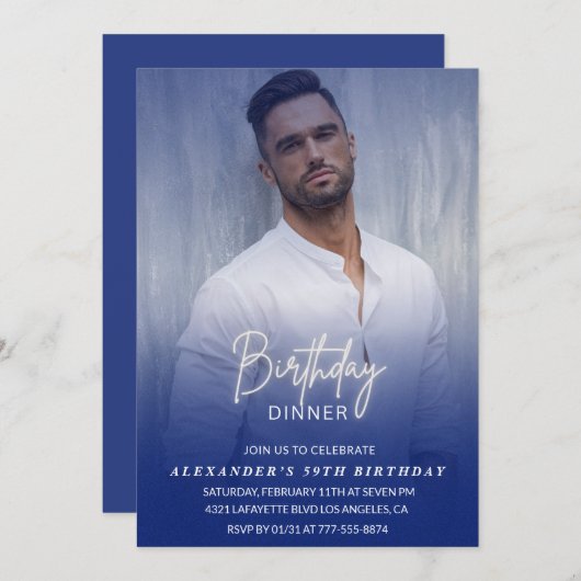 Geburtstagsessen 59. Geburtstagsfeier Foto Männer Einladung (Vorne/Hinten)
