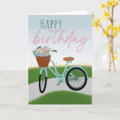 Geburtstagsfahrrad mit Blumenkorb Karte (Gelbe Blume)