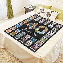 Geburtstagsfamilie FotoCollage 47 Fotografien Fleecedecke