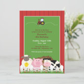 Geburtstagsfarm Animals Pauschaleinladung Einladung (Stehend Vorderseite)