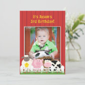 Geburtstagsfarm Foto Einladung (Stehend Vorderseite)