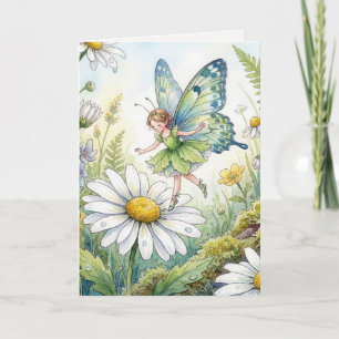 Geburtstagsfee Schmetterling in einem Gänseblümche Karte