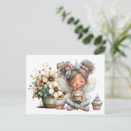 Geburtstagsfee Wünsche Postkarte (Stehend Vorderseite)