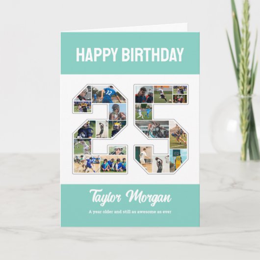 Geburtstagsfeier 25. FotoCollage Karte (Vorderseite)