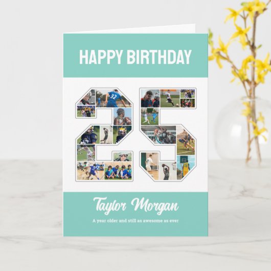 Geburtstagsfeier 25. FotoCollage Karte (Gelbe Blume)