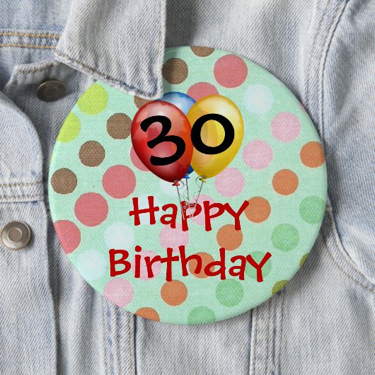Geburtstagsfeier "30" Button Template (Beispiel)