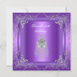 Geburtstagsfeier 30. Lila Diamant Schmuck Silber Einladung