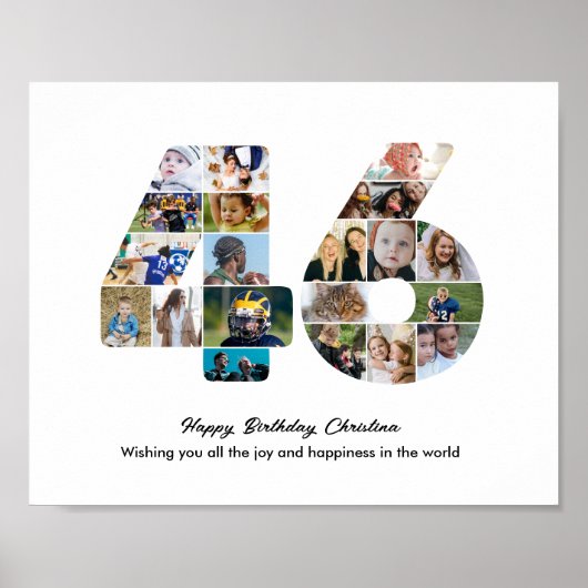 Geburtstagsfeier 46 Nummer 46 Fotocollage Poster (Vorne)