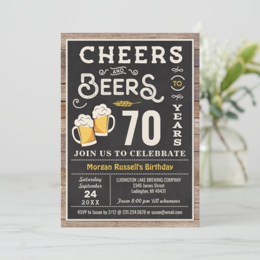 Geburtstagsfeier 70. einladung (Stehend Vorderseite)