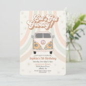 Geburtstagsfeier, 70er-Retro-Einladung (Stehend Vorderseite)