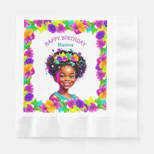 Geburtstagsfeier Afroamerikanisches Mädchen Person Serviette