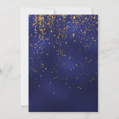 Geburtstagsfeier auf Mitternacht blauer Goldrahmen Einladung (Rückseite)