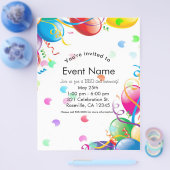 Geburtstagsfeier Ballons Konfetti Event Flyer (Einzeln)