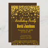 Geburtstagsfeier | Braun und Gold Einladung (Vorne/Hinten)