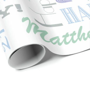 Geburtstagsfeier! Cooler Kundenname und Alter Geschenkpapier
