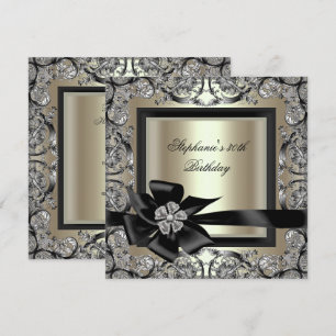Geburtstagsfeier Cream Mint Gold Silber Schwarz Bo Einladung