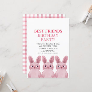 Geburtstagsfeier der besten Freundin mit rosa Hase Einladung