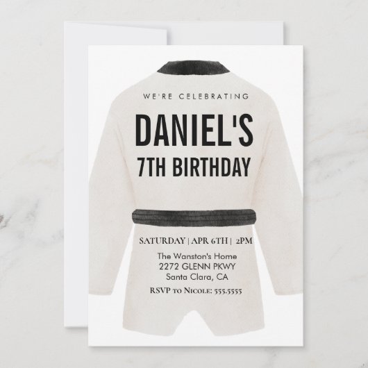 Geburtstagsfeier der Kampfkünste Einladung (Vorderseite)