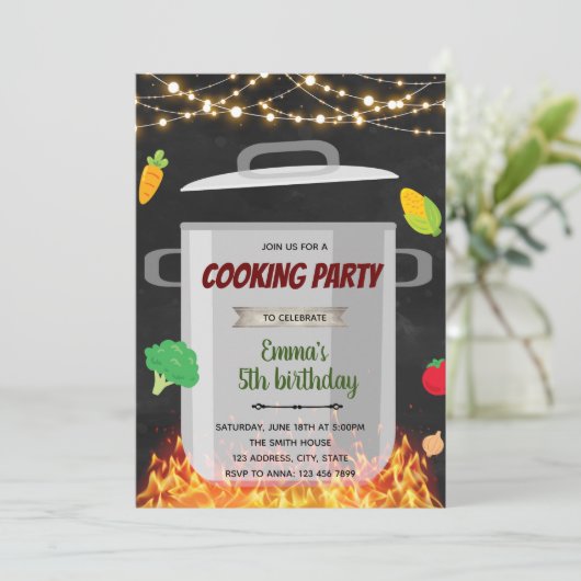 Geburtstagsfeier der Kochschule Einladung (Stehend Vorderseite)