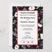 Geburtstagsfeier der Krankenschwester Schwarz-weiß Einladung (Rückseite)