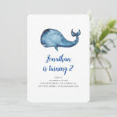 Geburtstagsfeier des Babys. Blauwal Einladung (Stehend Vorderseite)