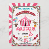 Geburtstagsfeier des Circus Einladung Vintage Karn (Vorne/Hinten)